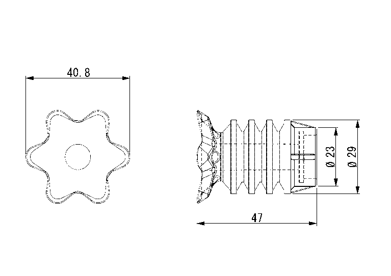 BELLOWS CUP (STAR-SHAPED, SELF-ADJUSTING) 40MM