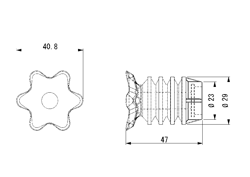 BELLOWS CUP (STAR-SHAPED, SELF-ADJUSTING) 40MM