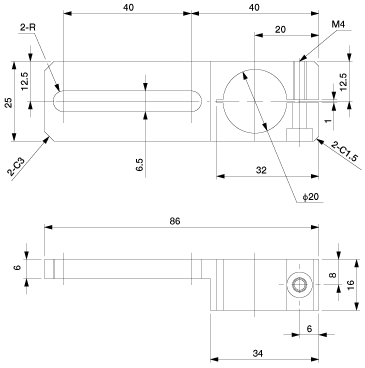 Slide Bracket 40 W-Phi.20