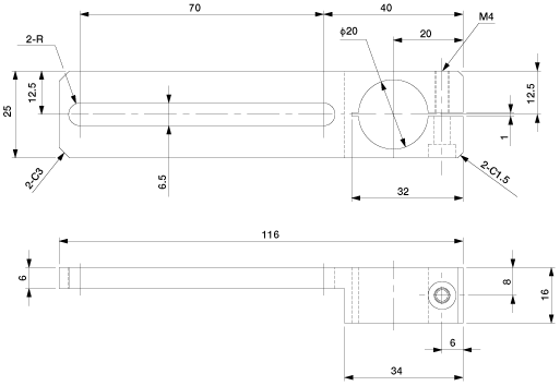 Slide Bracket 70 W-Phi.20