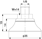 Flat Suction Cup (Silicon/Cloudy Transp) 35mm