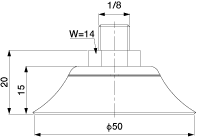 Flat Suction Cup (Silicon/Cloudy Transp) 50mm