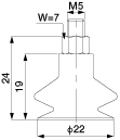 Bellows Cup 1.5-Stage (Mark-Free/Blue) 22mm