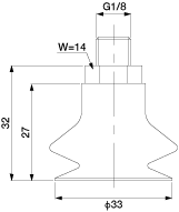 Bellows Cup 1.5-Stage (Mark-Free/Blue) 33mm