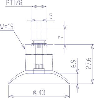 Suction Cup (For Steel Sheet w/Screw) 43mm