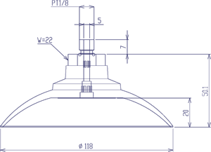 Suction Cup (For Steel Sheet w/Screw) 118mm