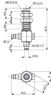 Suction Stem Non-Rotate/Micro M6 P=0.75