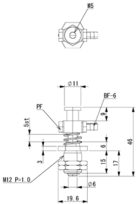 Suction Stem/Small M12 P=1.0