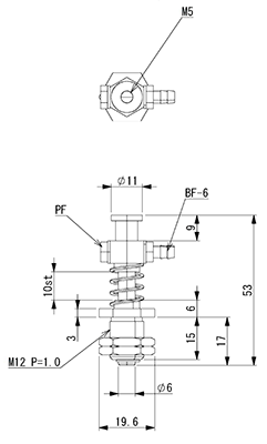 Suction Stem/Small M12 P=1.0