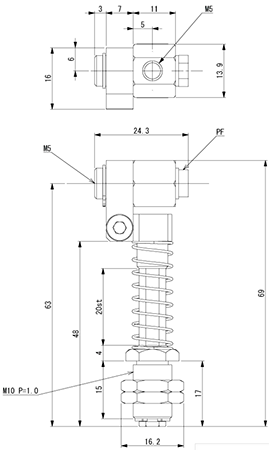 Suction Stem Non-Rotate/Angle Adjustable M10 P=1.0