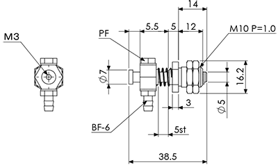 Suction Stem/Mini M10 P=1.0