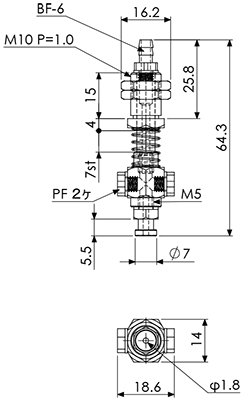 Suction Stem Non-Rotate/Mini M10 P=1.0