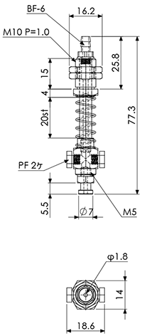 Suction Stem Non-Rotate/Mini M10 P=1.0