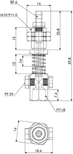 Suction Stem Non-Rotate 1/8 M10 P=1.0