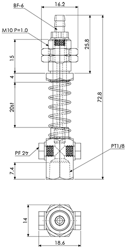 Suction Stem Non-Rotate/Small M10 P=1.0