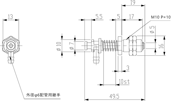 EXTRA-LIGHT SUCTION STEM / MINI M10 P=1.0