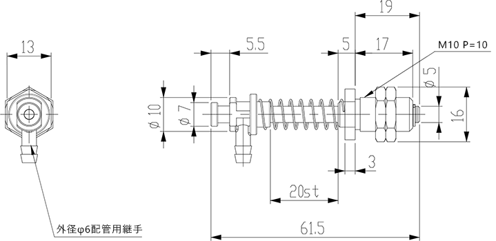 EXTRA-LIGHT SUCTION STEM / MINI M10 P=1.0